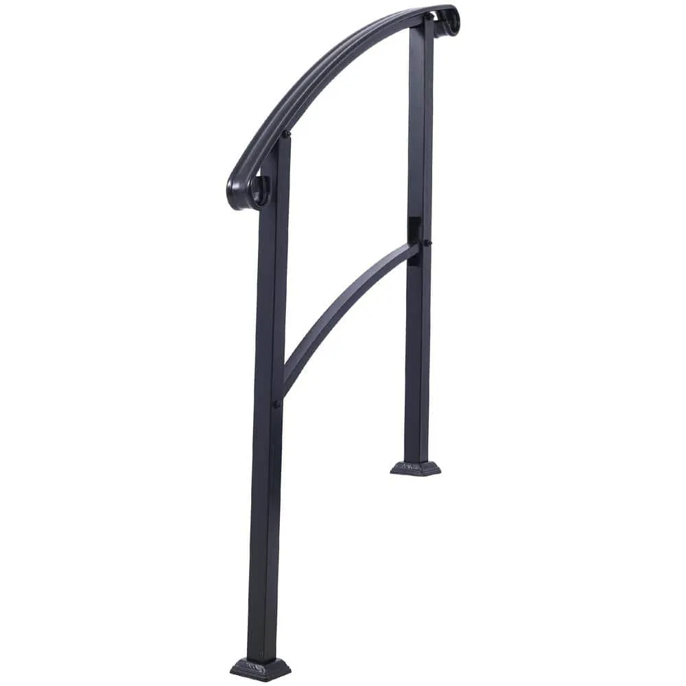 Tidoin 55 in. H x 37 in. W Black Steel Outdoor Stair Railing Kit Fit 1 or 3 Steps, photo 3 of 5