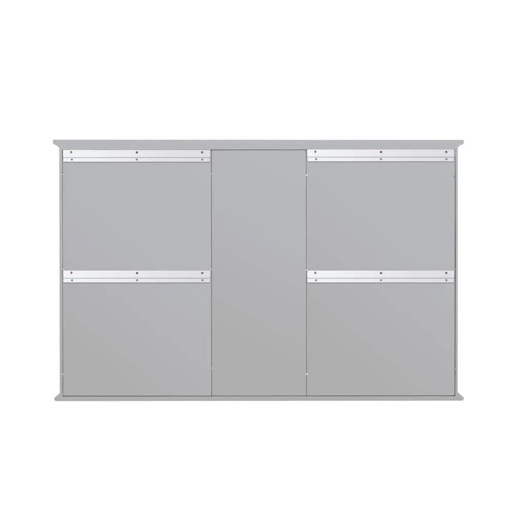 ANGELES HOME 55 in. W x 35 in. H Rectangular Solid Wood Bathroom Medicine Cabinet with Mirror, 2 Soft-Closed Doors, Easy Hang, Gray, photo 10 of 12