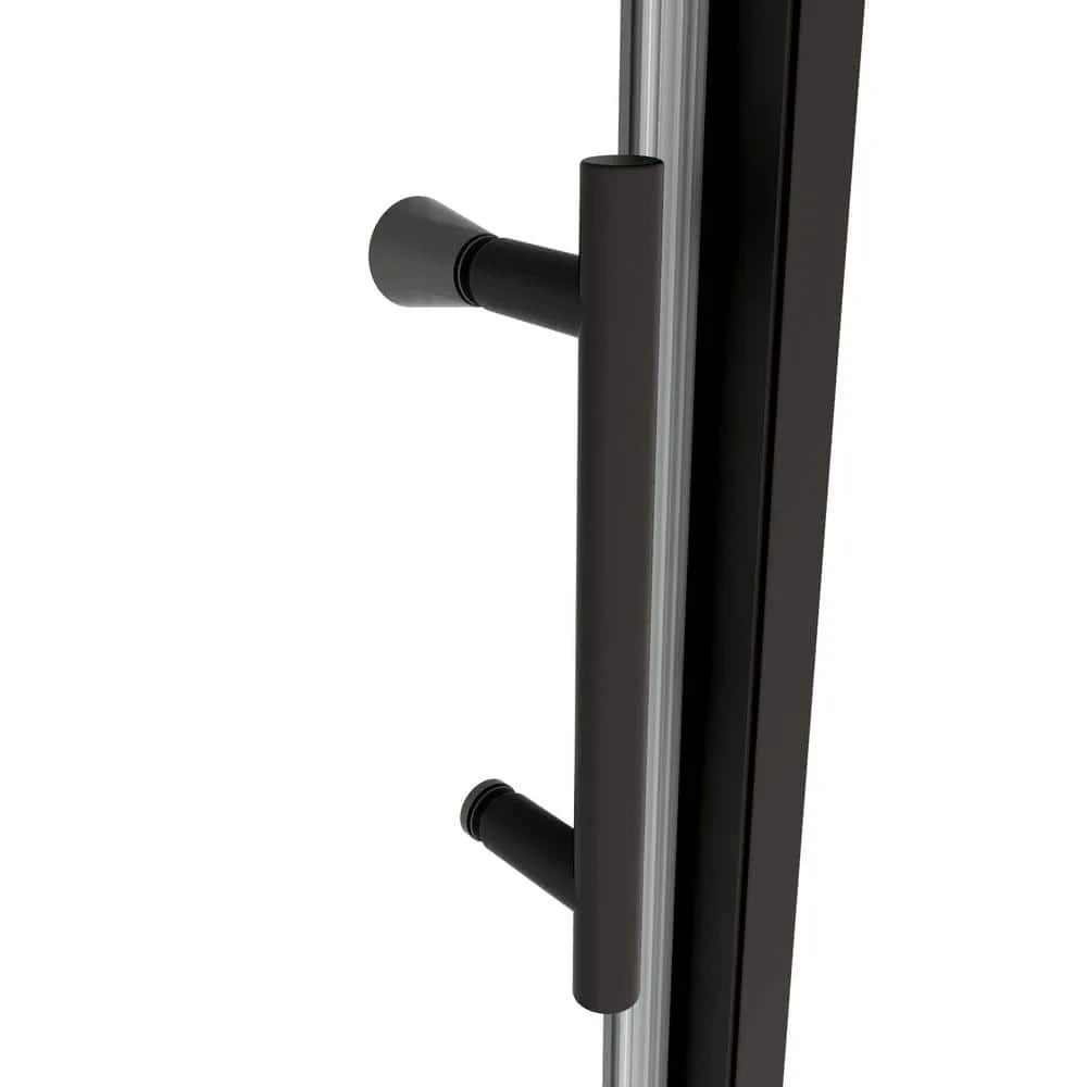 TOOLKISS 44 to 48 in. W x 71 in. H Framed Pivot Shower Door in Black with Clear Glass, photo 5 of 15