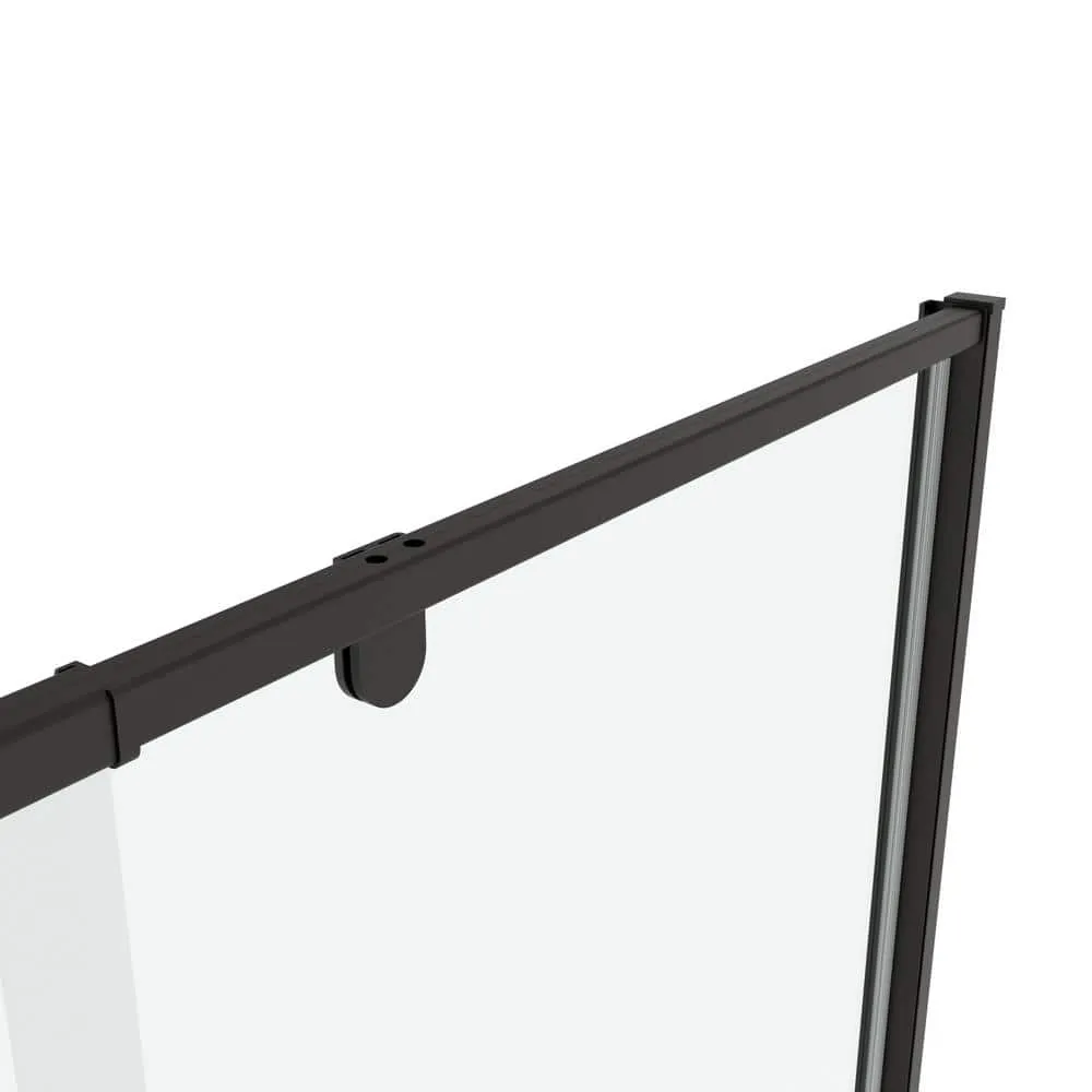 TOOLKISS 44 to 48 in. W x 71 in. H Framed Pivot Shower Door in Black with Clear Glass, photo 10 of 15