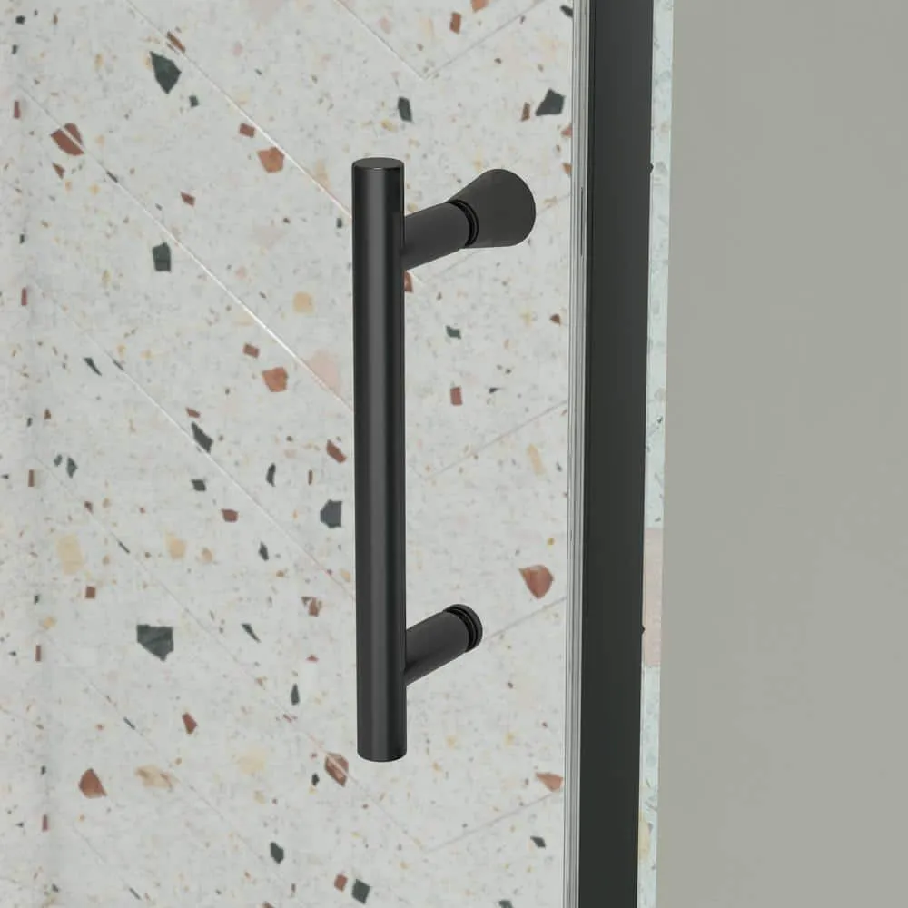 TOOLKISS 44 to 48 in. W x 71 in. H Framed Pivot Shower Door in Black with Clear Glass, photo 11 of 15