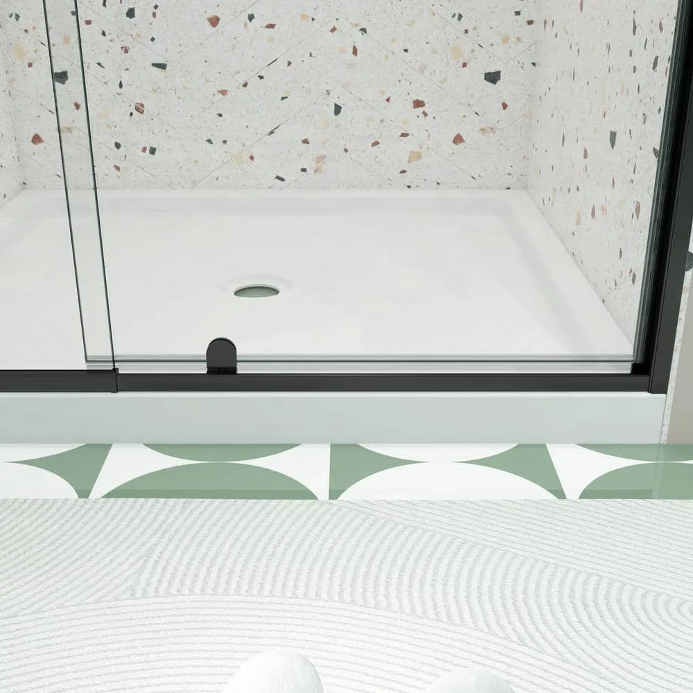 TOOLKISS 44 to 48 in. W x 71 in. H Framed Pivot Shower Door in Black with Clear Glass, photo 9 of 15
