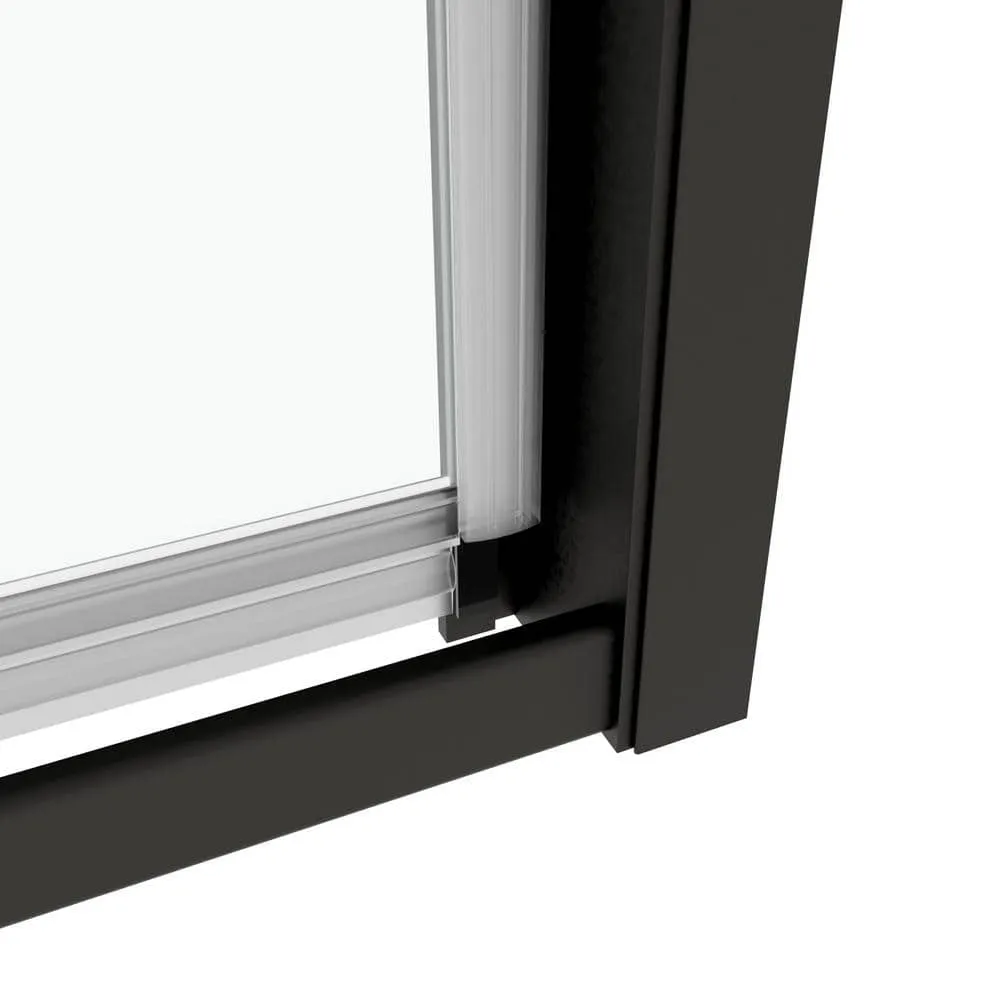 TOOLKISS 44 to 48 in. W x 71 in. H Framed Pivot Shower Door in Black with Clear Glass, photo 8 of 15