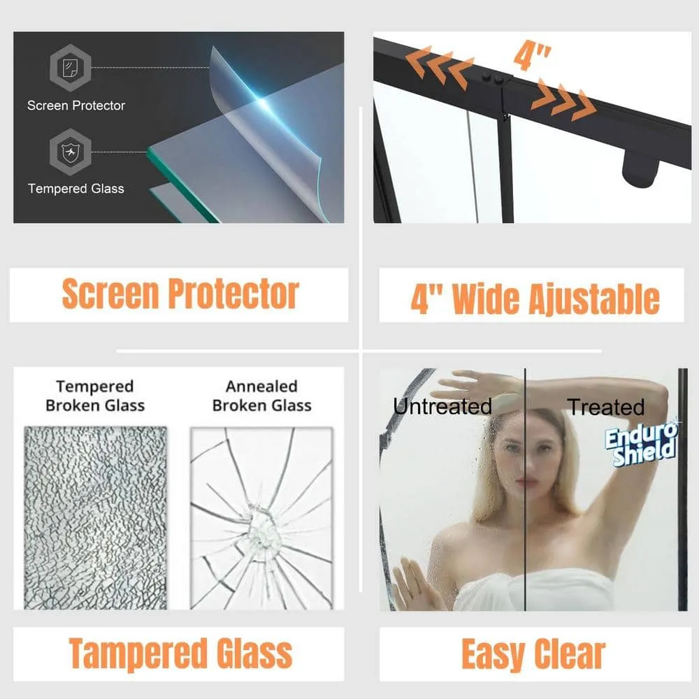 TOOLKISS 44 to 48 in. W x 71 in. H Framed Pivot Shower Door in Black with Clear Glass, photo 2 of 15