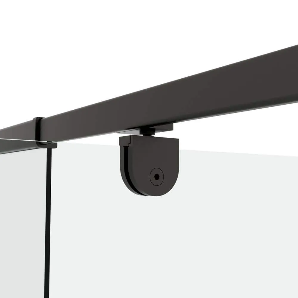 TOOLKISS 44 to 48 in. W x 71 in. H Framed Pivot Shower Door in Black with Clear Glass, photo 12 of 15