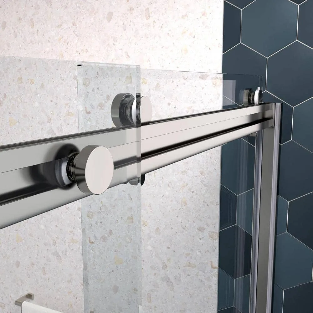 TOOLKISS 56 in.-60 in. W x 74 in. H Sliding Framed Shower Door in Chrome Finish with Clear Glass, photo 7 of 9