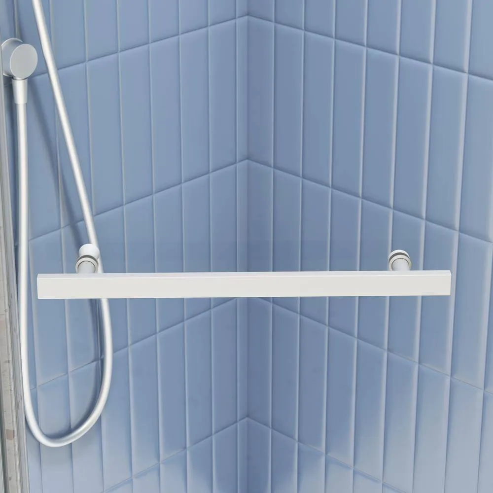 TOOLKISS 34.75 in. W x 72 in. H Neo-Angle Pivot Semi Frameless Corner Shower Enclosure in White with Clear Glass, photo 2 of 7