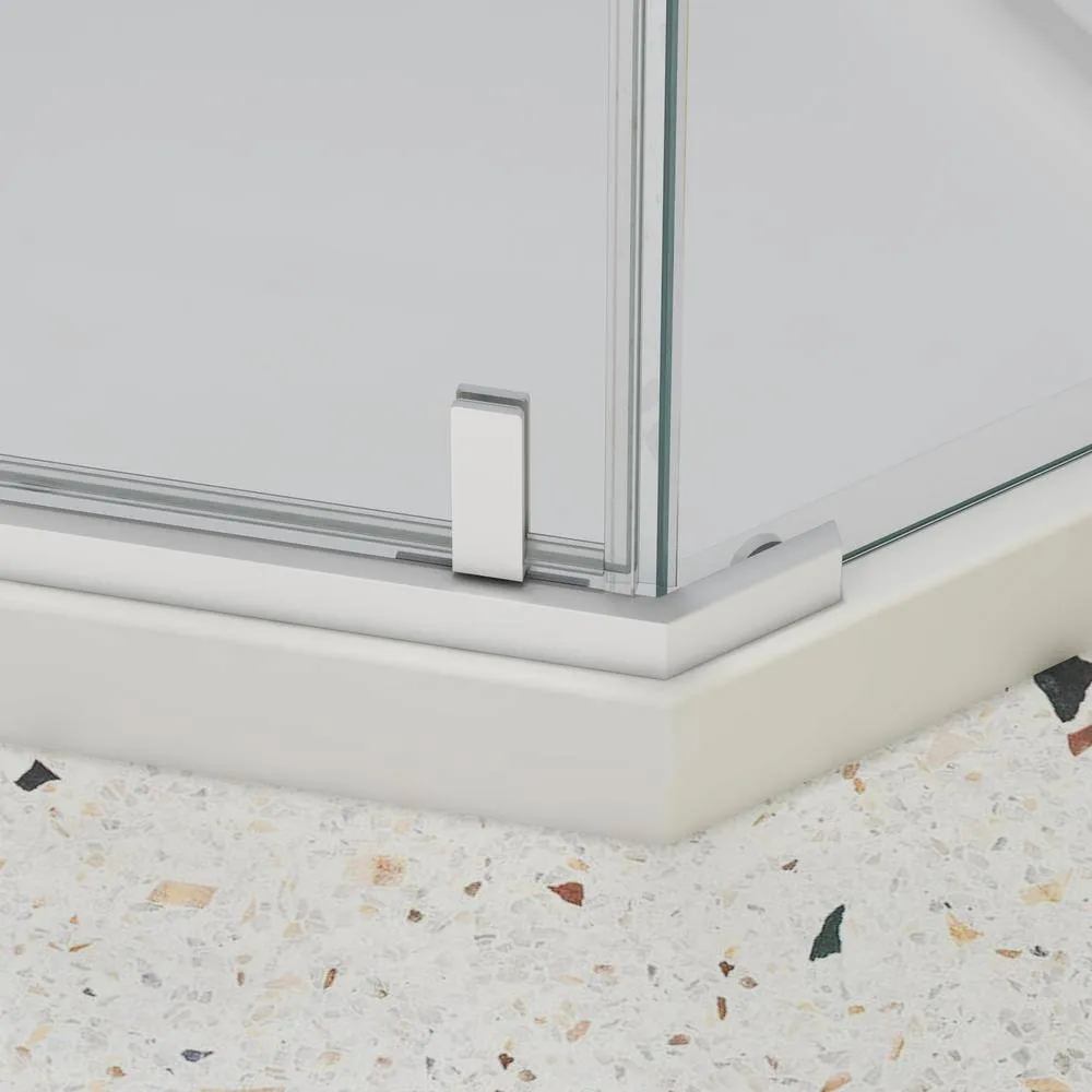 TOOLKISS 34.75 in. W x 72 in. H Neo-Angle Pivot Semi Frameless Corner Shower Enclosure in White with Clear Glass, photo 6 of 7