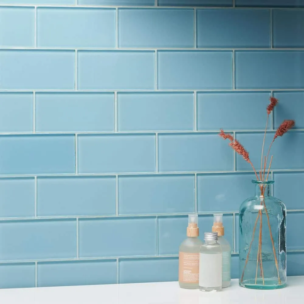 Ivy Hill Tile Contempo Turquoise 3 in. x 6 in. x 8 mm Polished Glass Subway Floor and Wall Tile (32 pieces 4 sq.ft./Box), photo 7 of 7