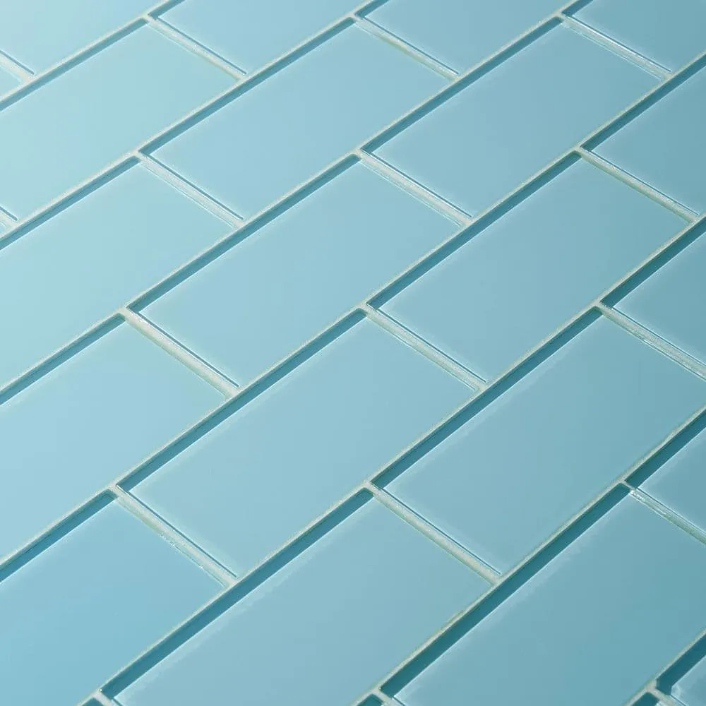 Ivy Hill Tile Contempo Turquoise 3 in. x 6 in. x 8 mm Polished Glass Subway Floor and Wall Tile (32 pieces 4 sq.ft./Box), photo 4 of 7