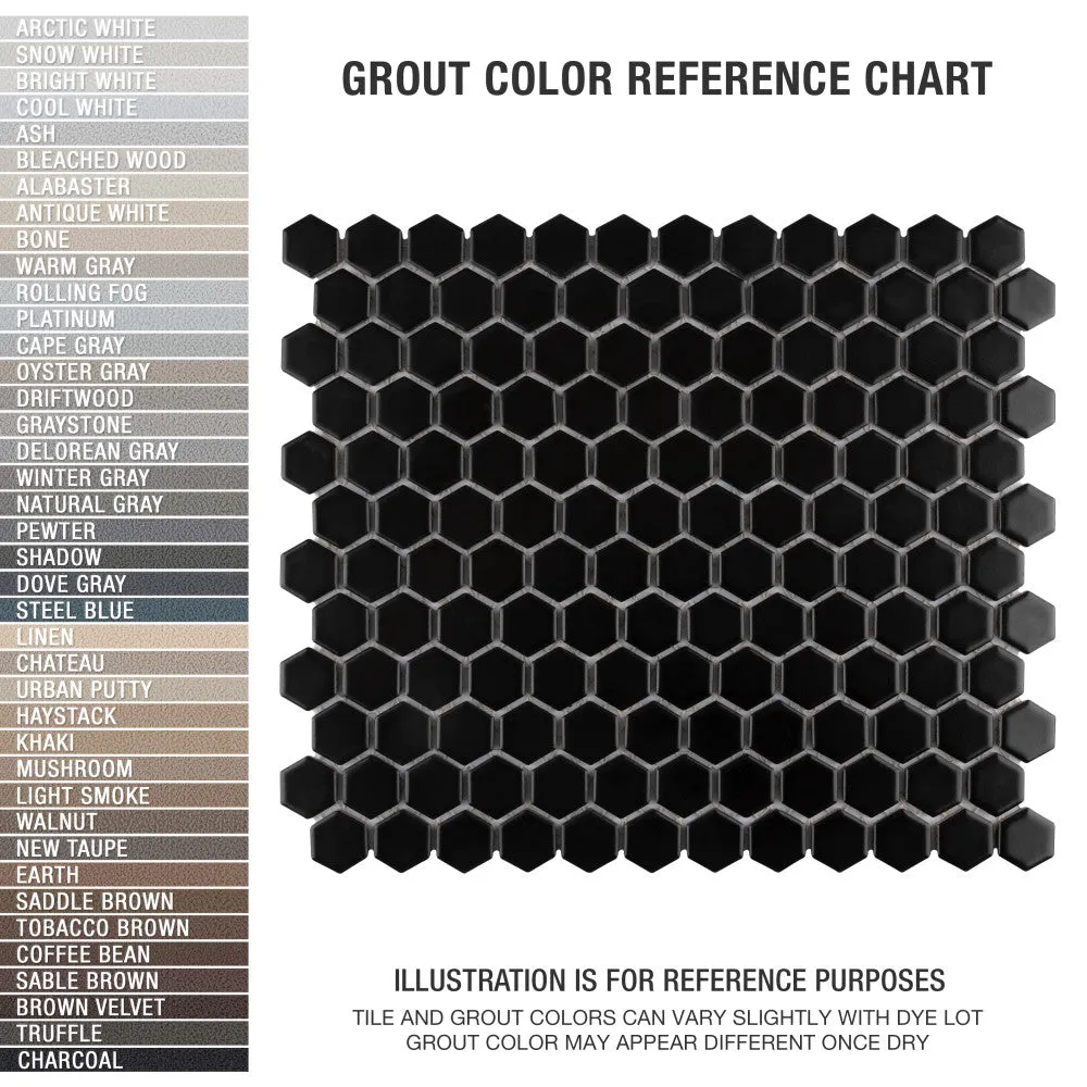 Merola Tile Metro Hex Matte Black 10-1/4 in. x 11-7/8 in. x 5 mm Porcelain Mosaic Tile, photo 2 of 8