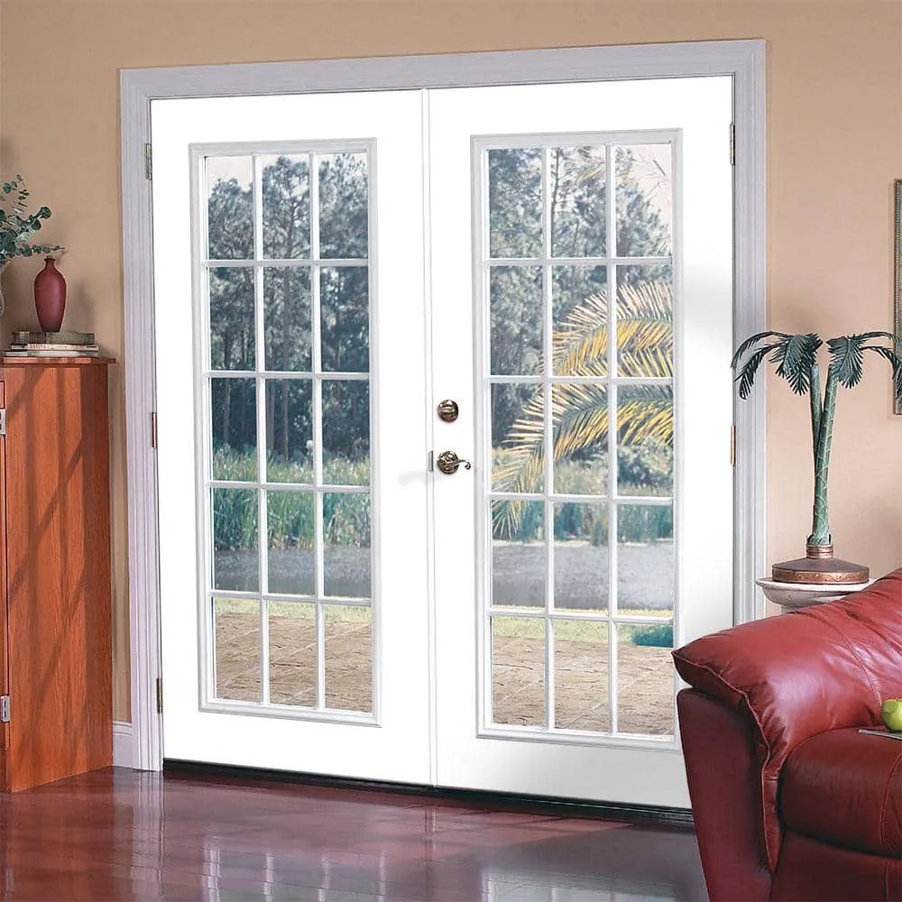 Masonite 72 in. x 80 in. Ultra White Steel Prehung Right-Hand Inswing 15-Lite Clear Glass Patio Door with Brickmold, photo 2 of 2