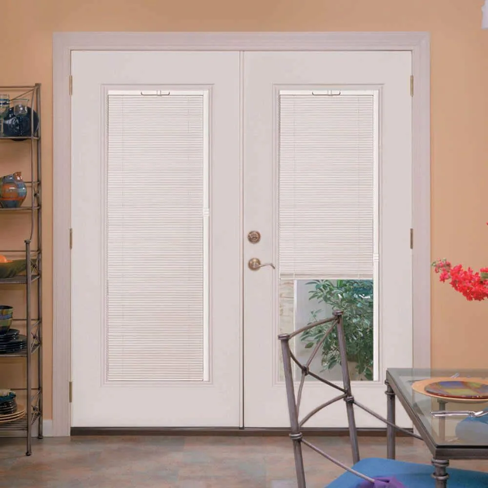 Masonite 72 in. x 80 in. Ultra White Steel Prehung Left-Hand Inswing Mini Blind Patio Door with Brickmold, photo 3 of 3