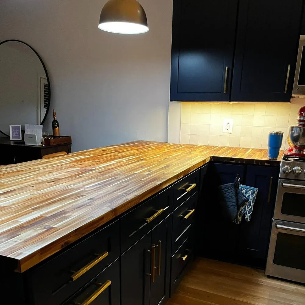 HARDWOOD REFLECTIONS 4 ft. L x 25 in. D Unfinished Acacia Solid Wood Butcher Block Countertop With Square Edge, photo 3 of 10