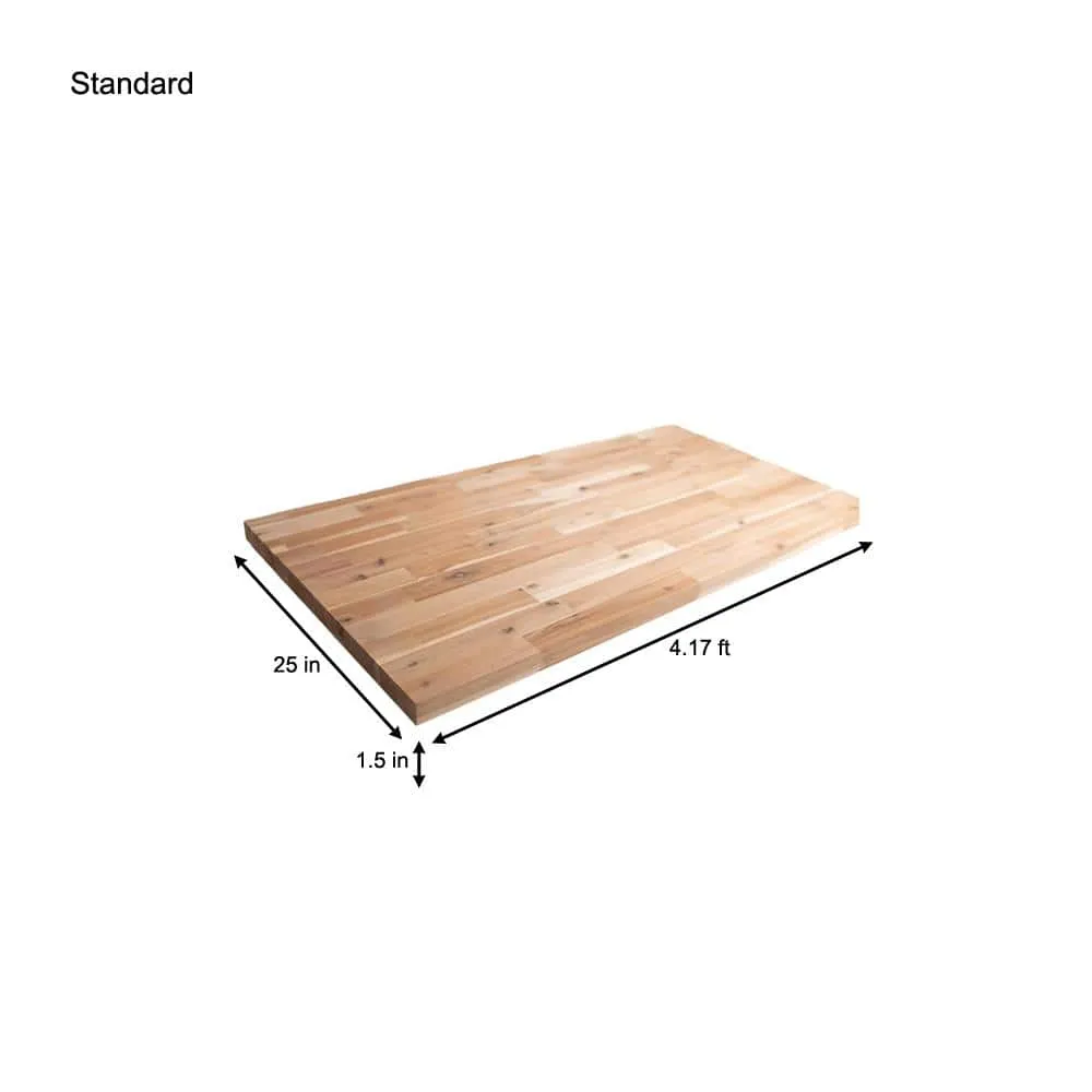 HARDWOOD REFLECTIONS 4 ft. L x 25 in. D Unfinished Acacia Solid Wood Butcher Block Countertop With Square Edge, photo 9 of 10