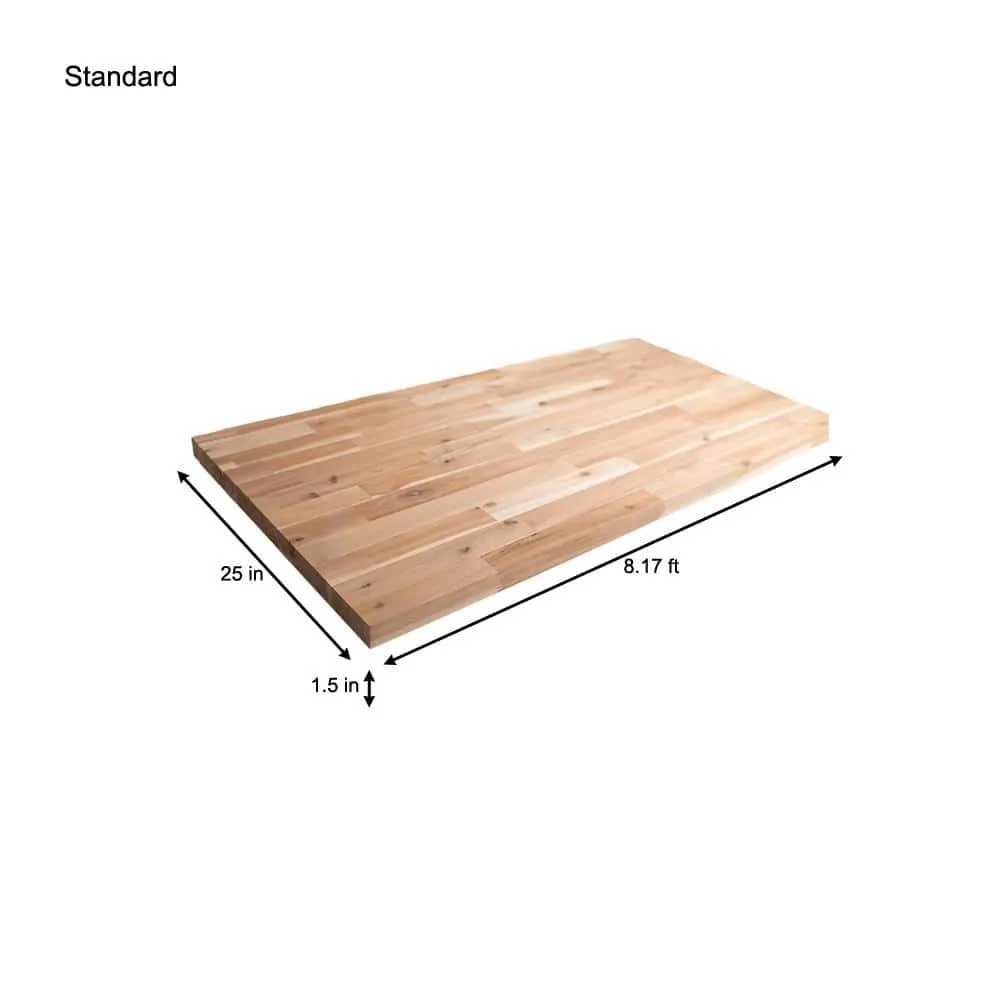 HARDWOOD REFLECTIONS 8 ft. L x 25 in. D Unfinished Acacia Solid Wood Butcher Block Countertop With Square Edge, photo 9 of 10
