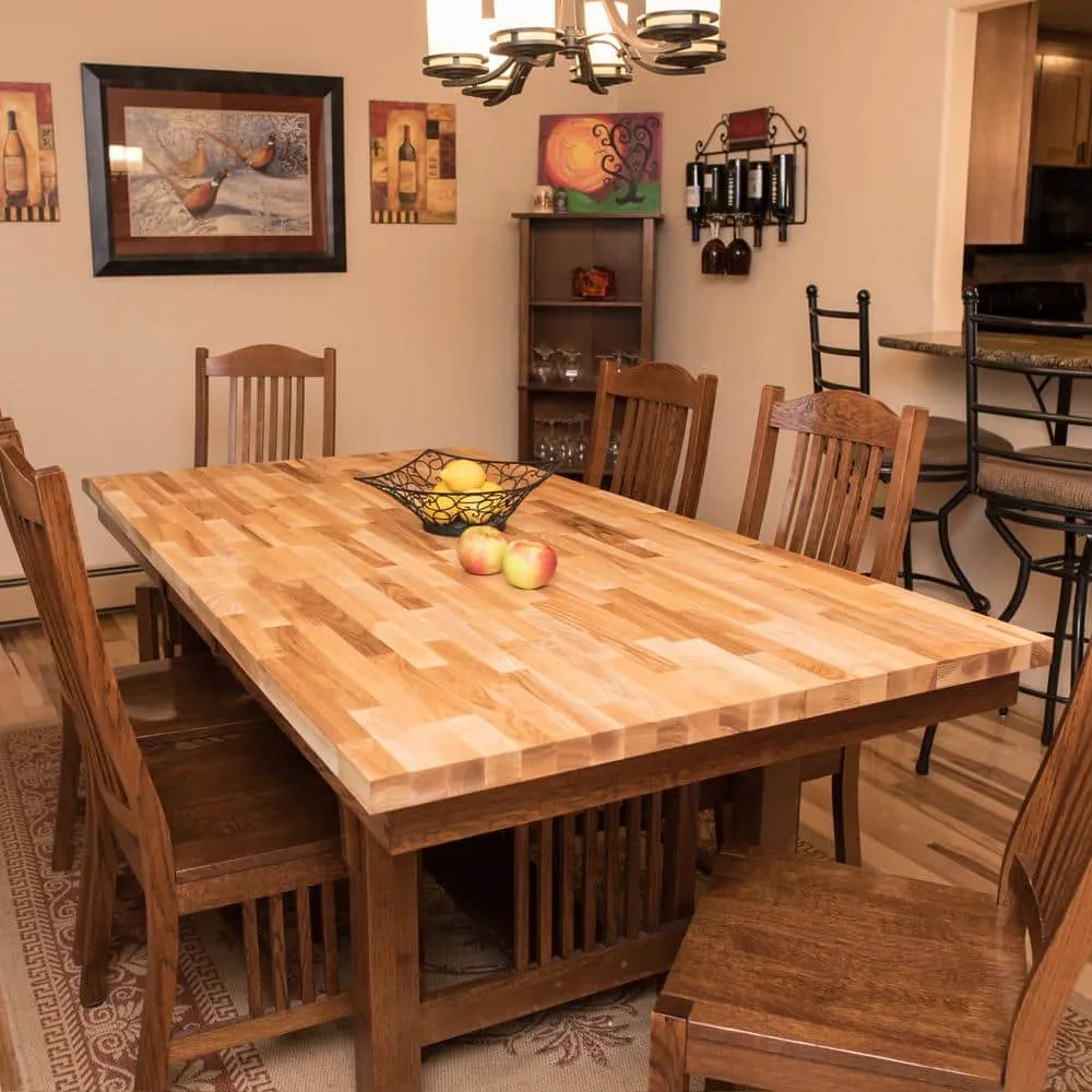 HARDWOOD REFLECTIONS 4 ft. L x 25 in. D Unfinished Ash Butcher Block Standard Countertop with Square Edge, photo 3 of 10