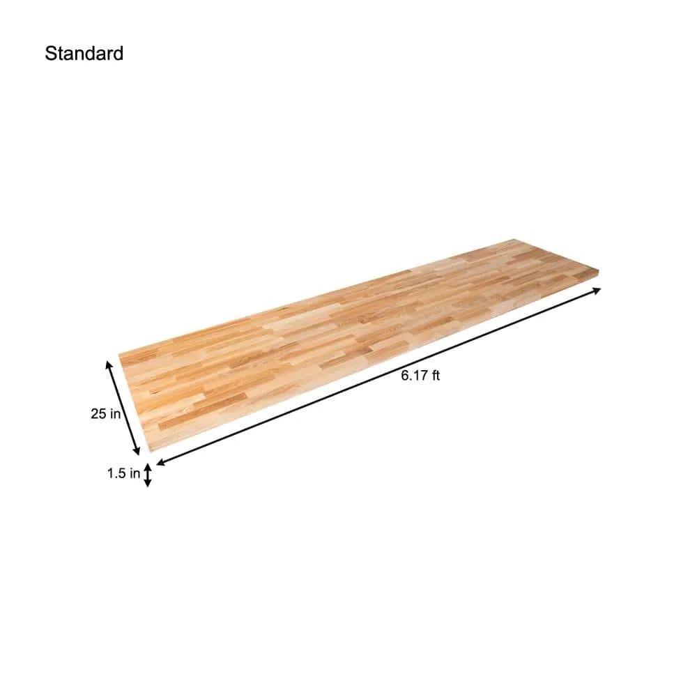 HARDWOOD REFLECTIONS 6 ft. L x 25 in. D Unfinished Ash Butcher Block Standard Countertop with Square Edge, photo 9 of 10