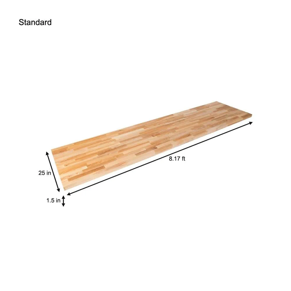 HARDWOOD REFLECTIONS 8 ft. L x 25 in. D Unfinished Ash Butcher Block Standard Countertop with Square Edge, photo 9 of 10