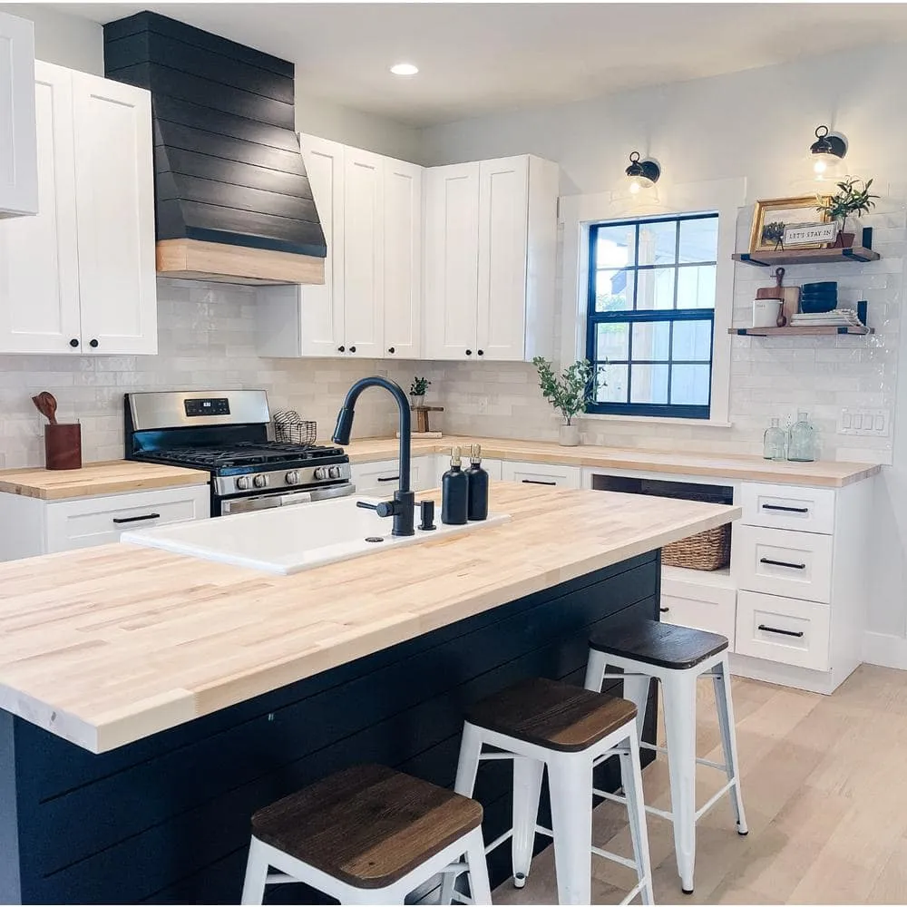 HARDWOOD REFLECTIONS 6 ft. L x 39 in. D Unfinished Birch Solid Wood Butcher Block Island Countertop With Eased Edge, photo 5 of 14