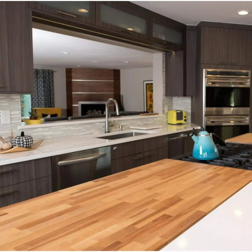 HARDWOOD REFLECTIONS 6 ft. L x 39 in. D Unfinished Birch Solid Wood Butcher Block Island Countertop With Eased Edge, photo 6 of 14