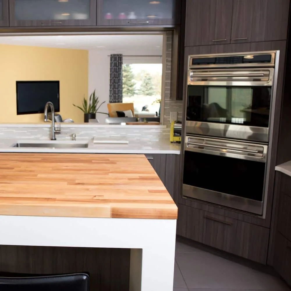 HARDWOOD REFLECTIONS 6 ft. L x 39 in. D Unfinished Birch Solid Wood Butcher Block Island Countertop With Eased Edge, photo 7 of 14