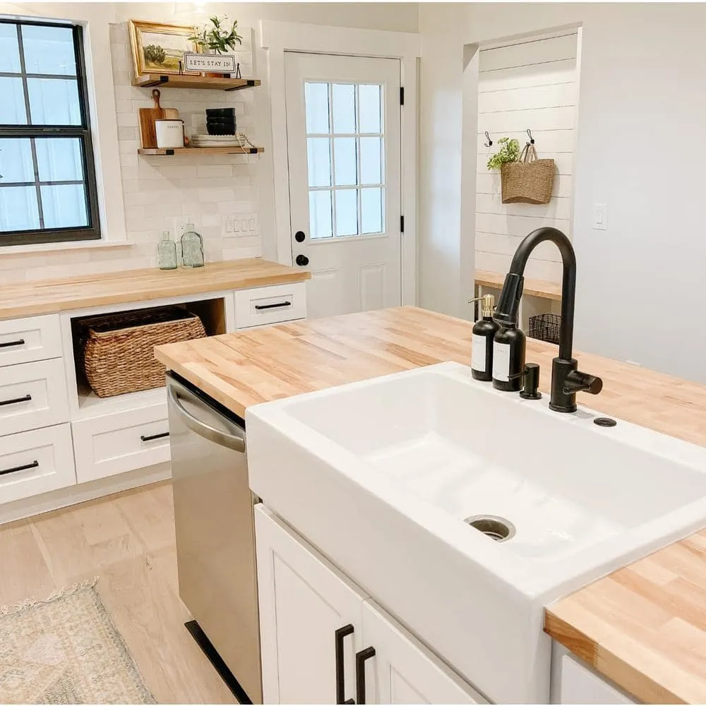 HARDWOOD REFLECTIONS 6 ft. L x 39 in. D Unfinished Birch Solid Wood Butcher Block Island Countertop With Eased Edge, photo 4 of 14