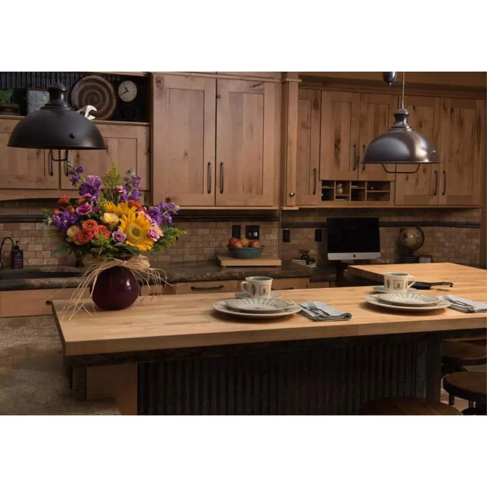 HARDWOOD REFLECTIONS 6 ft. L x 39 in. D Unfinished Birch Solid Wood Butcher Block Island Countertop With Eased Edge, photo 8 of 14