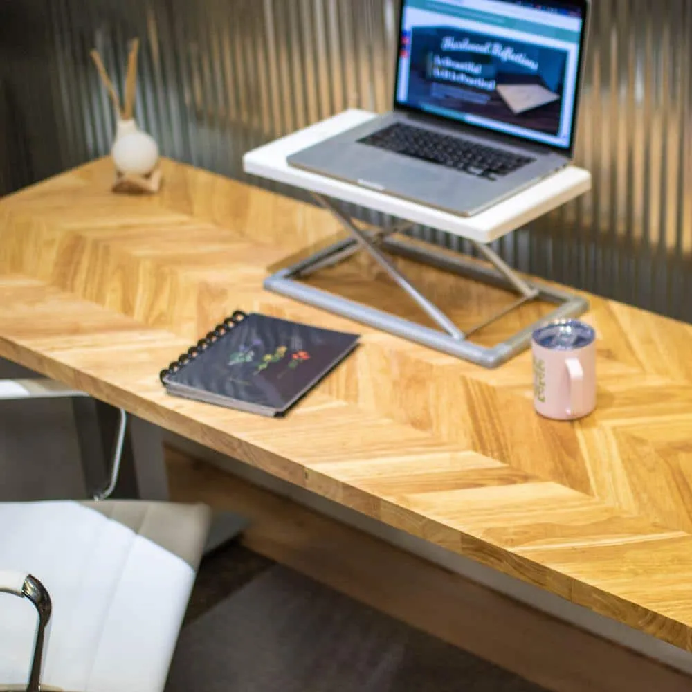 HARDWOOD REFLECTIONS 8 ft. L x 25 in. D Unfinished Hevea Chevron Solid Wood Butcher Block Countertop With Square Edge, photo 8 of 12