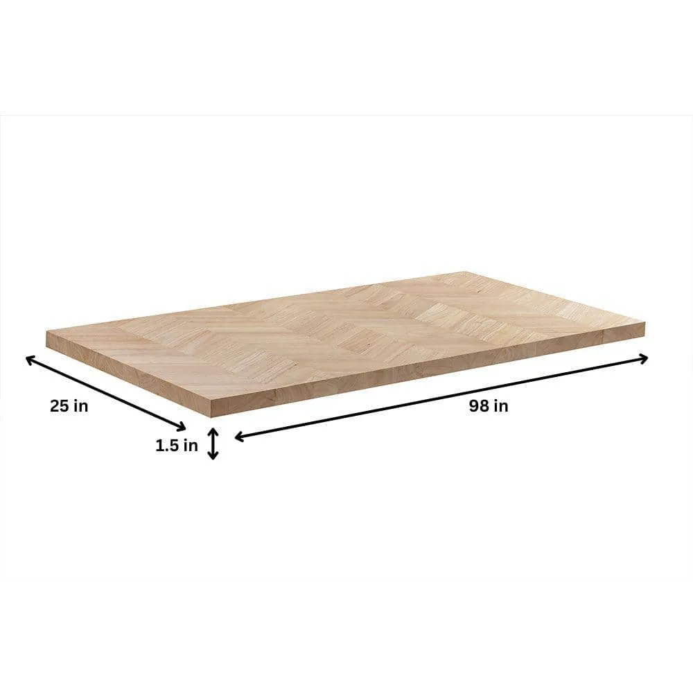 HARDWOOD REFLECTIONS 8 ft. L x 25 in. D Unfinished Hevea Chevron Solid Wood Butcher Block Countertop With Square Edge, photo 11 of 12
