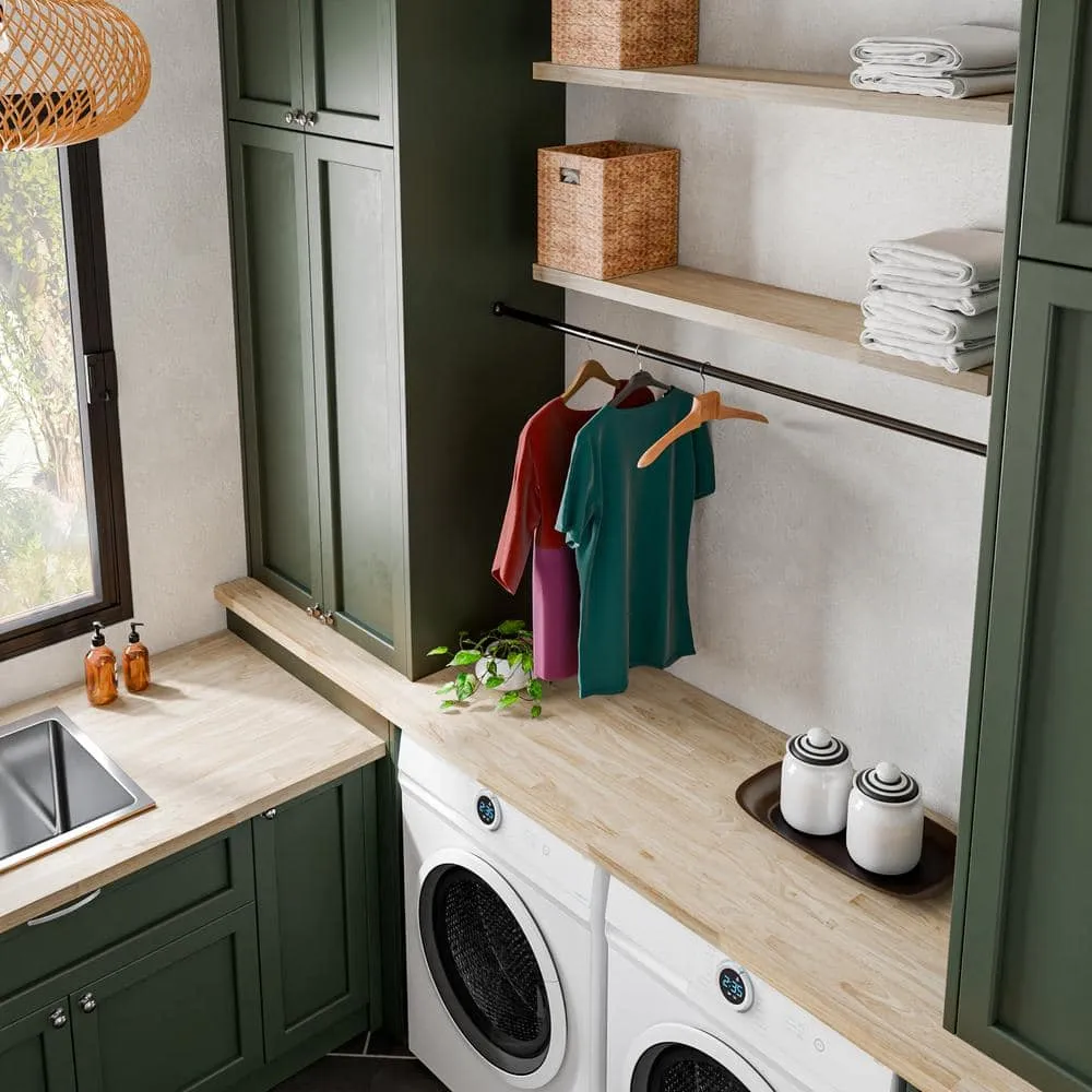 HARDWOOD REFLECTIONS 6 ft. L x 39 in. D Unfinished Hevea Solid Wood Butcher Block Island Countertop With Square Edge, photo 10 of 15