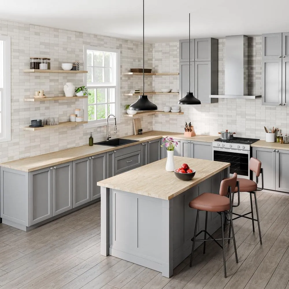 HARDWOOD REFLECTIONS 6 ft. L x 39 in. D Unfinished Hevea Solid Wood Butcher Block Island Countertop With Square Edge, photo 8 of 15