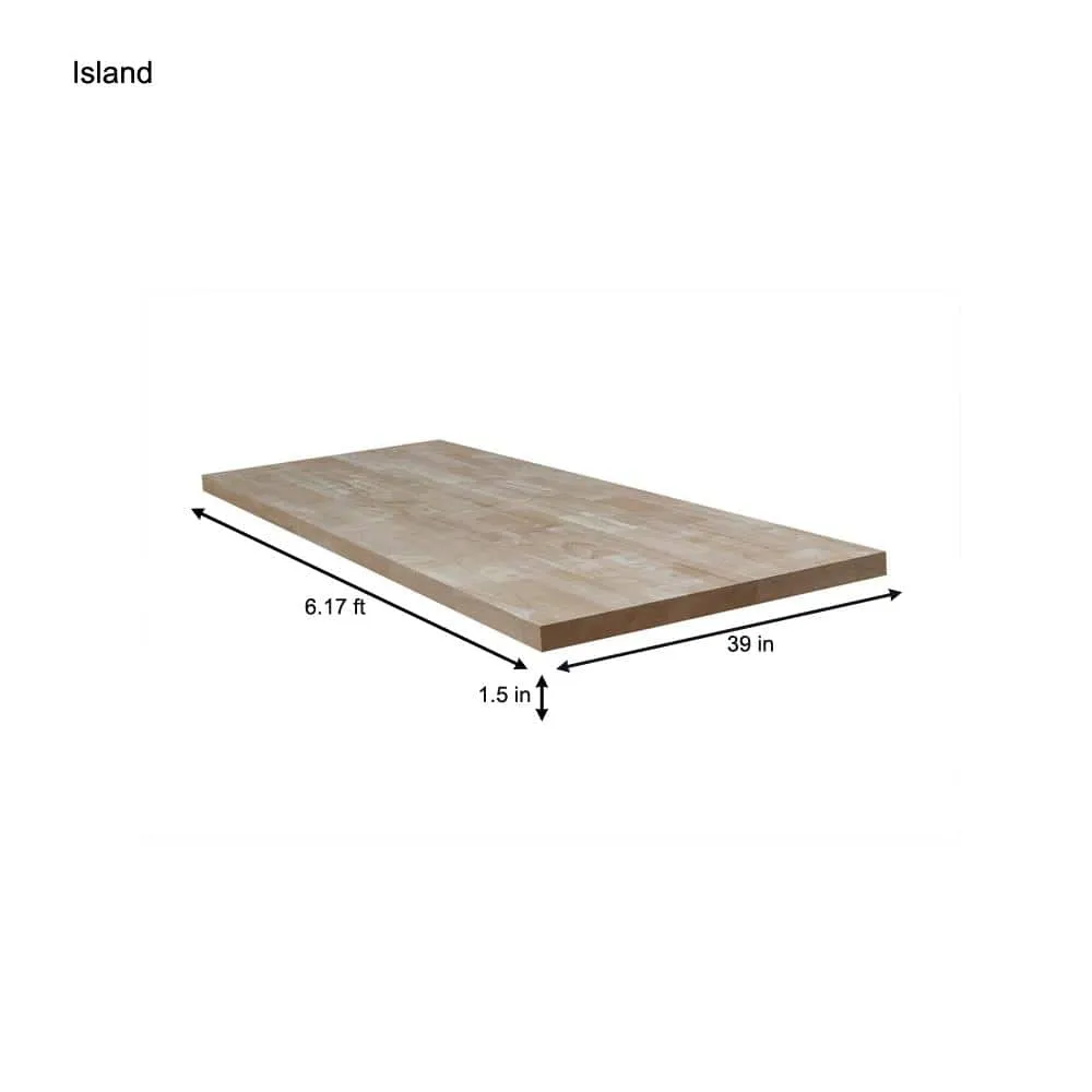 HARDWOOD REFLECTIONS 6 ft. L x 39 in. D Unfinished Hevea Solid Wood Butcher Block Island Countertop With Square Edge, photo 14 of 15