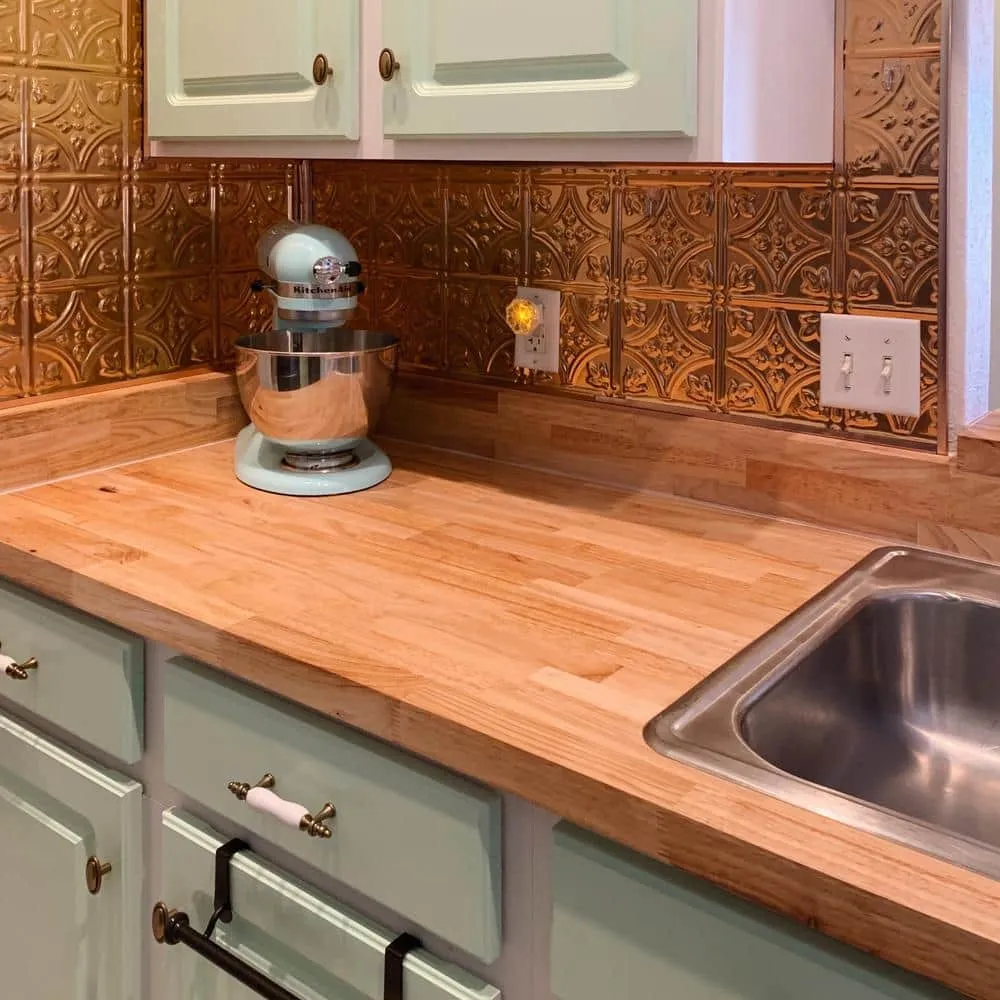 HARDWOOD REFLECTIONS 6 ft. L x 39 in. D Unfinished Hevea Solid Wood Butcher Block Island Countertop With Square Edge, photo 2 of 15