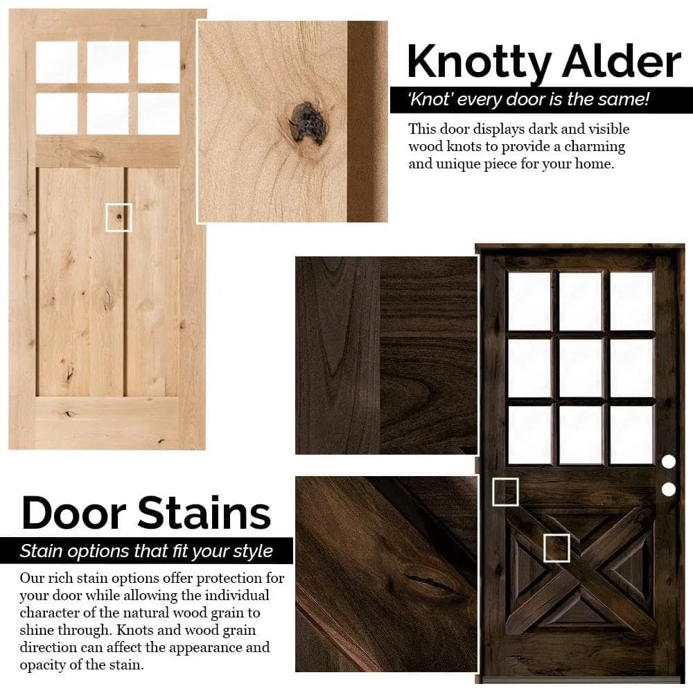 Krosswood Doors 64 in. x 80 in. Mediterranean Knotty Alder Arch Top Clear Low‑E Unfinished Wood Right‑Hand Prehung Front Door with Half Sidelites, photo 8 of 8