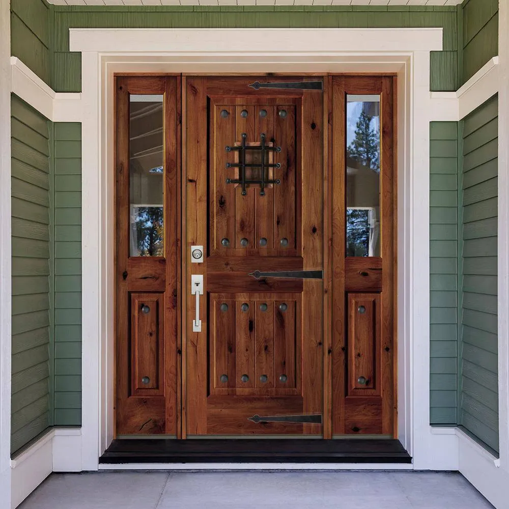 Krosswood Doors 60 in. x 80 in. Mediterranean Alder Sq-Top Clear Low-E Unfinished Wood Right-Hand Prehung Front Door with Half Sidelites by Krosswood Doors, photo 3 of 8