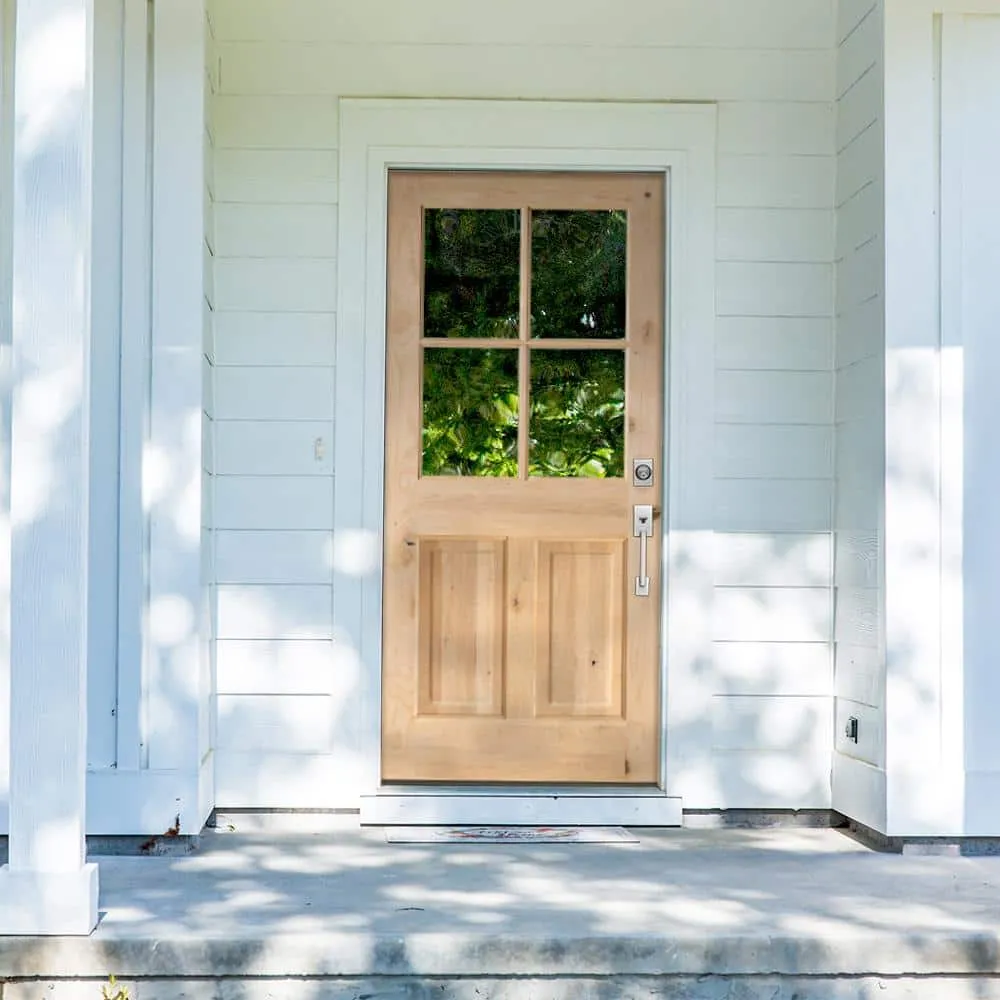 Krosswood Doors 32 in. x 80 in. Knotty Alder Left Hand 4-Lite Clear Glass Unfinished Wood Prehung Front Door by Krosswood Doors, photo 4 of 8