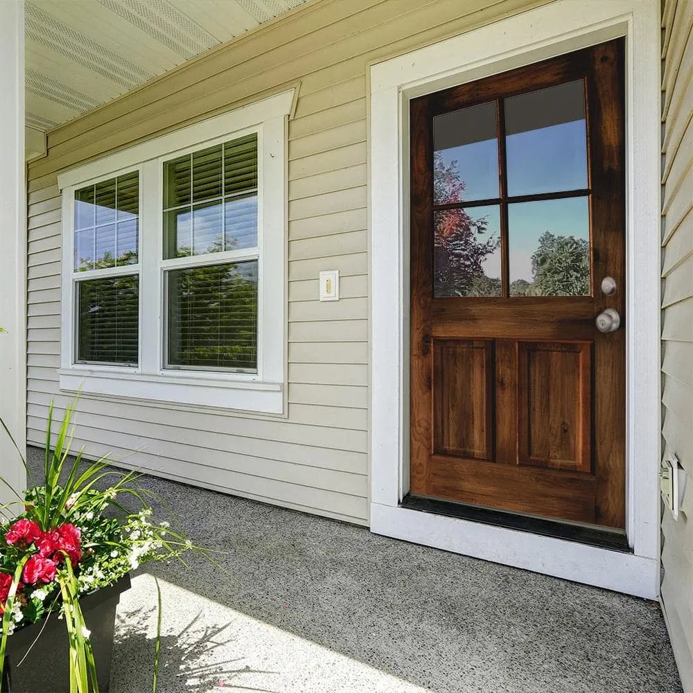 Krosswood Doors 32 in. x 80 in. Knotty Alder Left Hand 4-Lite Clear Glass Unfinished Wood Prehung Front Door by Krosswood Doors, photo 2 of 8