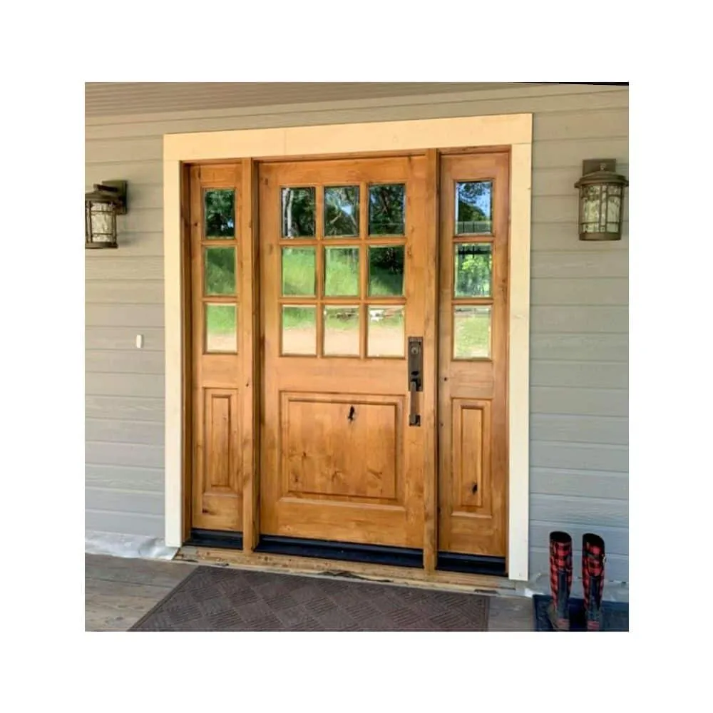 Krosswood Doors 36 in. x 80 in. Craftsman 9-Lite with Clear Beveled Glass Left-Hand Inswing Unfinished Knotty Alder Prehung Front Door, photo 8 of 8