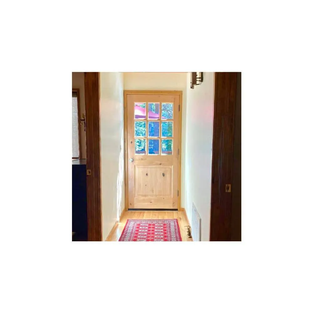 Krosswood Doors 36 in. x 80 in. Craftsman 9-Lite with Clear Beveled Glass Left-Hand Inswing Unfinished Knotty Alder Prehung Front Door, photo 2 of 8