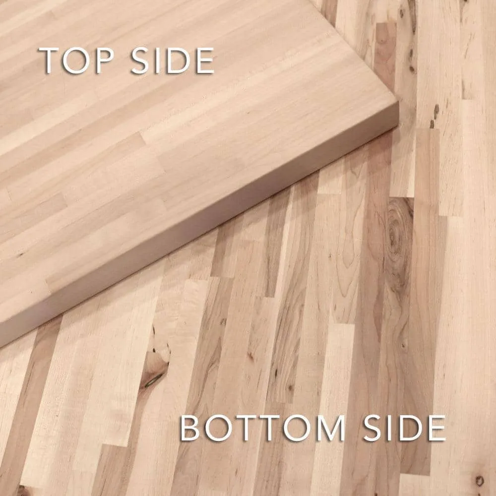 HARDWOOD REFLECTIONS 4 ft. L x 25 in. D Unfinished Maple Butcher Block Standard Countertop in With Square Edge, photo 9 of 11