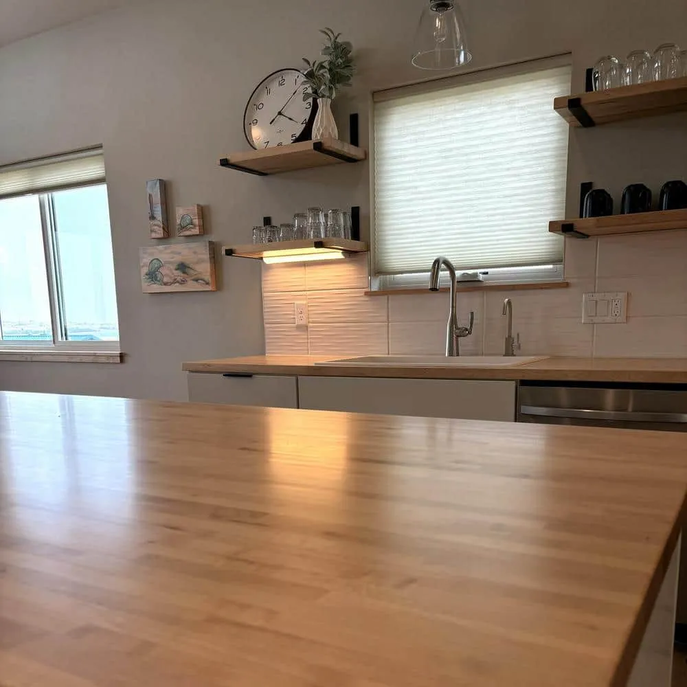 HARDWOOD REFLECTIONS 6 ft. L x 39 in. D Unfinished Maple Solid Wood Butcher Block Island Countertop With Square Edge, photo 3 of 11