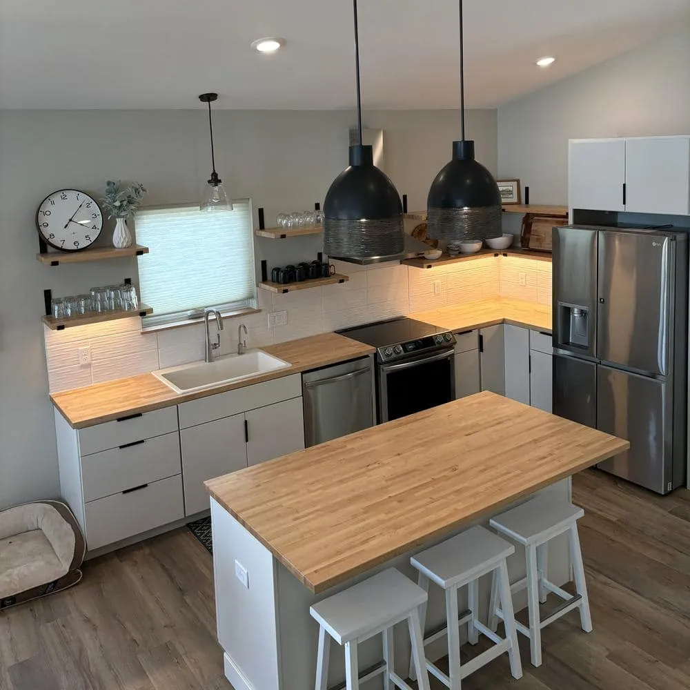 HARDWOOD REFLECTIONS 6 ft. L x 39 in. D Unfinished Maple Solid Wood Butcher Block Island Countertop With Square Edge, photo 2 of 11