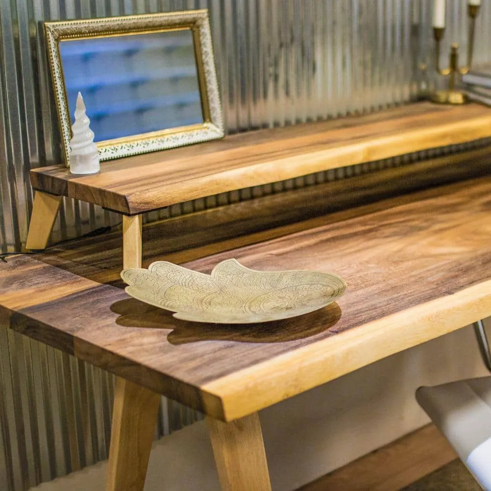 HARDWOOD REFLECTIONS 6 ft. L x 30 in. D Unfinished Saman Solid Wood Butcher Block Desktop Countertop With Live Edge, photo 2 of 10