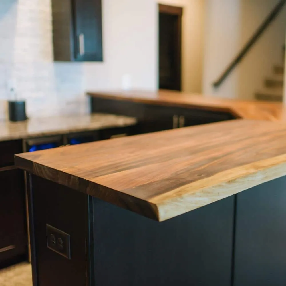 HARDWOOD REFLECTIONS 6 ft. L x 30 in. D Unfinished Saman Solid Wood Butcher Block Desktop Countertop With Live Edge, photo 3 of 10