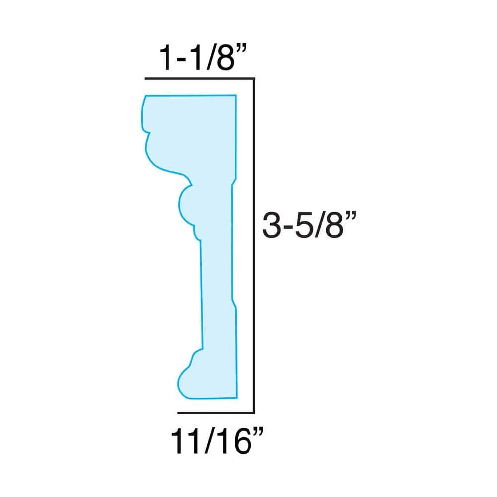 American Pro Decor RB03 1-1/8 in. x 3-5/8 in. x 96 in. Recycled Polystyrene Door and Window Casing Moulding Pro Pack 48 LF (6-Pack), photo 3 of 6