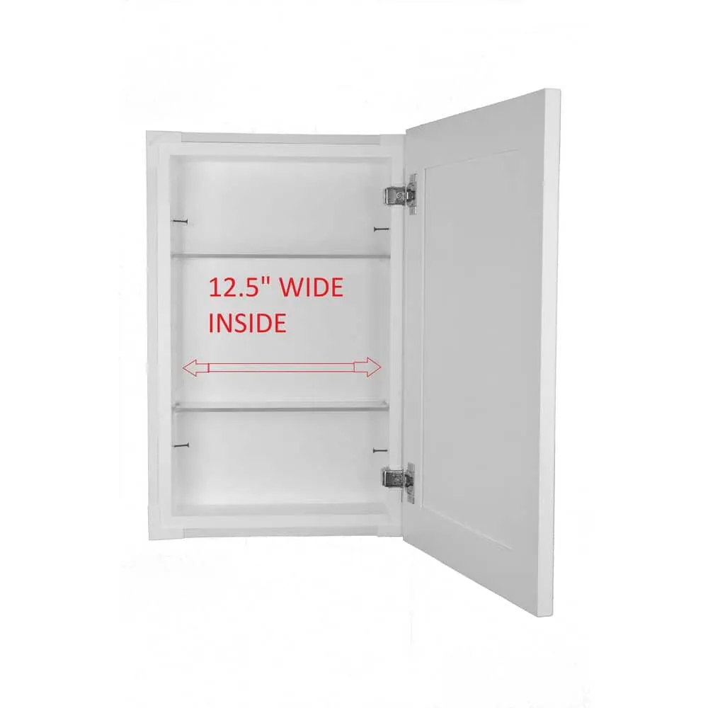 WG Wood Products 15.5 in. W x 35.5 in. H Fieldstone Shaker Style Frameless Beige Unfinished Wood Recessed Medicine Cabinet without Mirror, photo 9 of 11