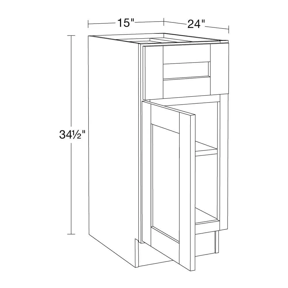 MILL'S PRIDE Richmond Valencia Blue Plywood Shaker Ready to Assemble Base Kitchen Cabinet Soft Close 15 in W x 24 in D x 34.5 in H, photo 3 of 8