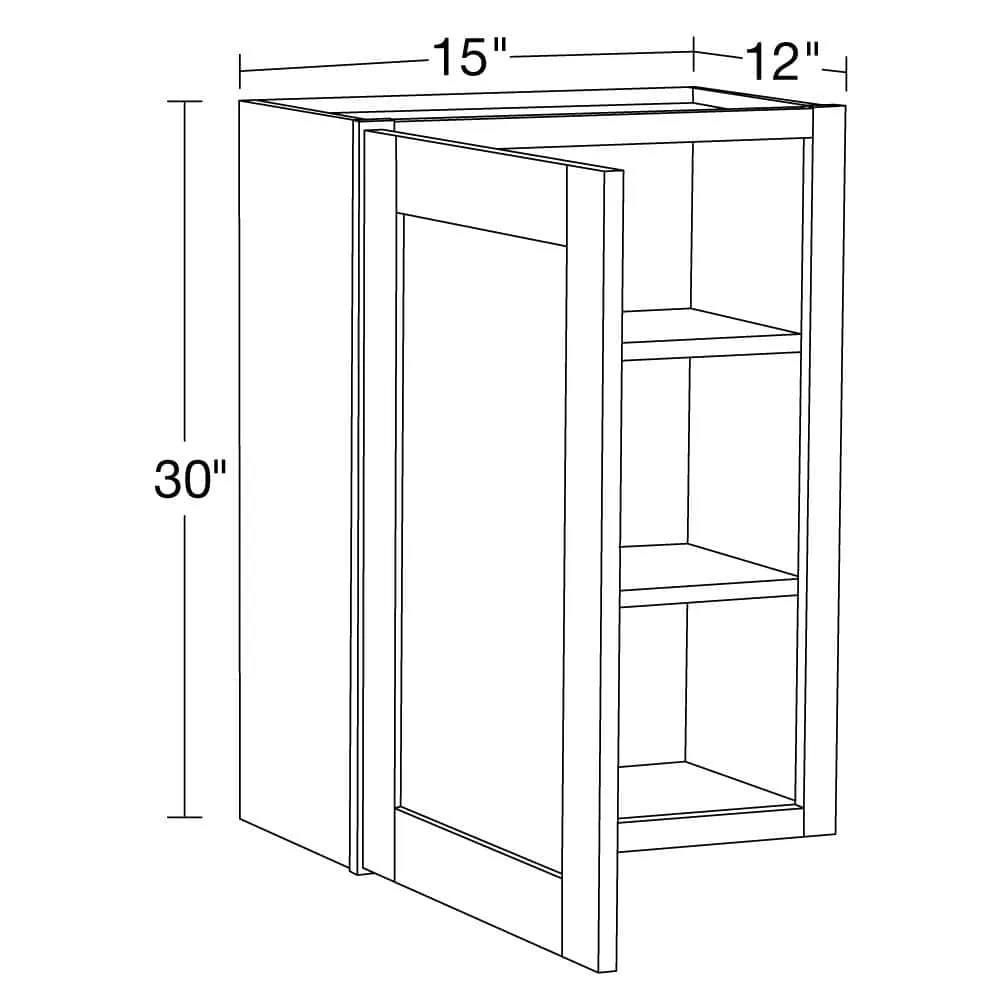 MILL'S PRIDE Richmond Valencia Blue Plywood Shaker Stock Ready to Assemble Wall Kitchen Cabinet Sft Cls 15 in W x 12 in D x 30 in H, photo 3 of 8