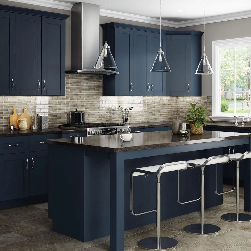 MILL'S PRIDE Richmond Valencia Blue Plywood Shaker Ready to Assemble Corner Kitchen Cabinet Soft Close 24 in W x 12 in D x 42 in H, photo 2 of 9